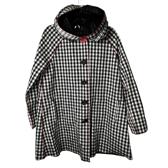 UBU "Pack Your Personality" Reversible Jacket Trench Black White Check Sz S Pack - Picture 2 of 9